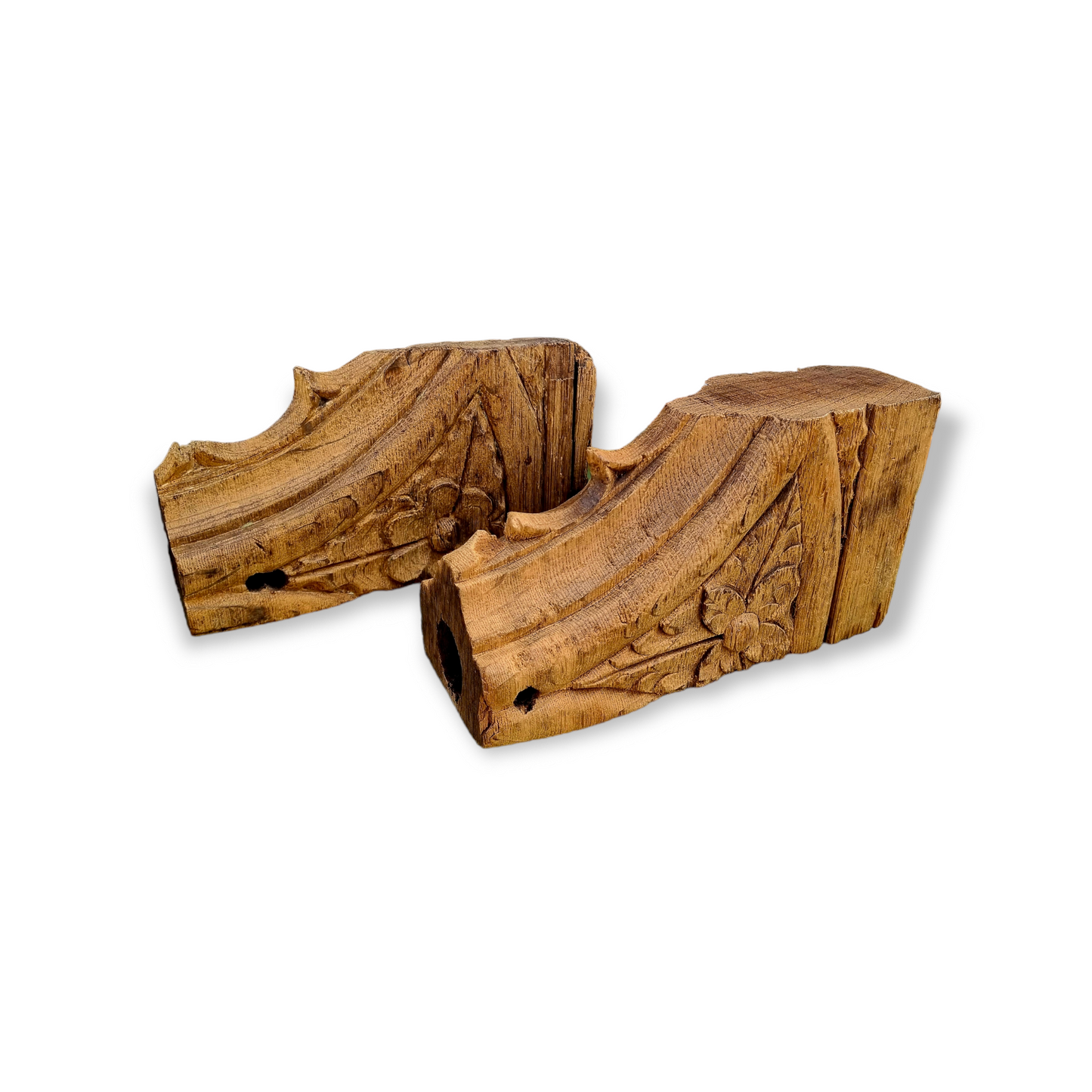 Rare Matched Pair of 15th Century English Antique Carved Oak Rood Screen Fragments