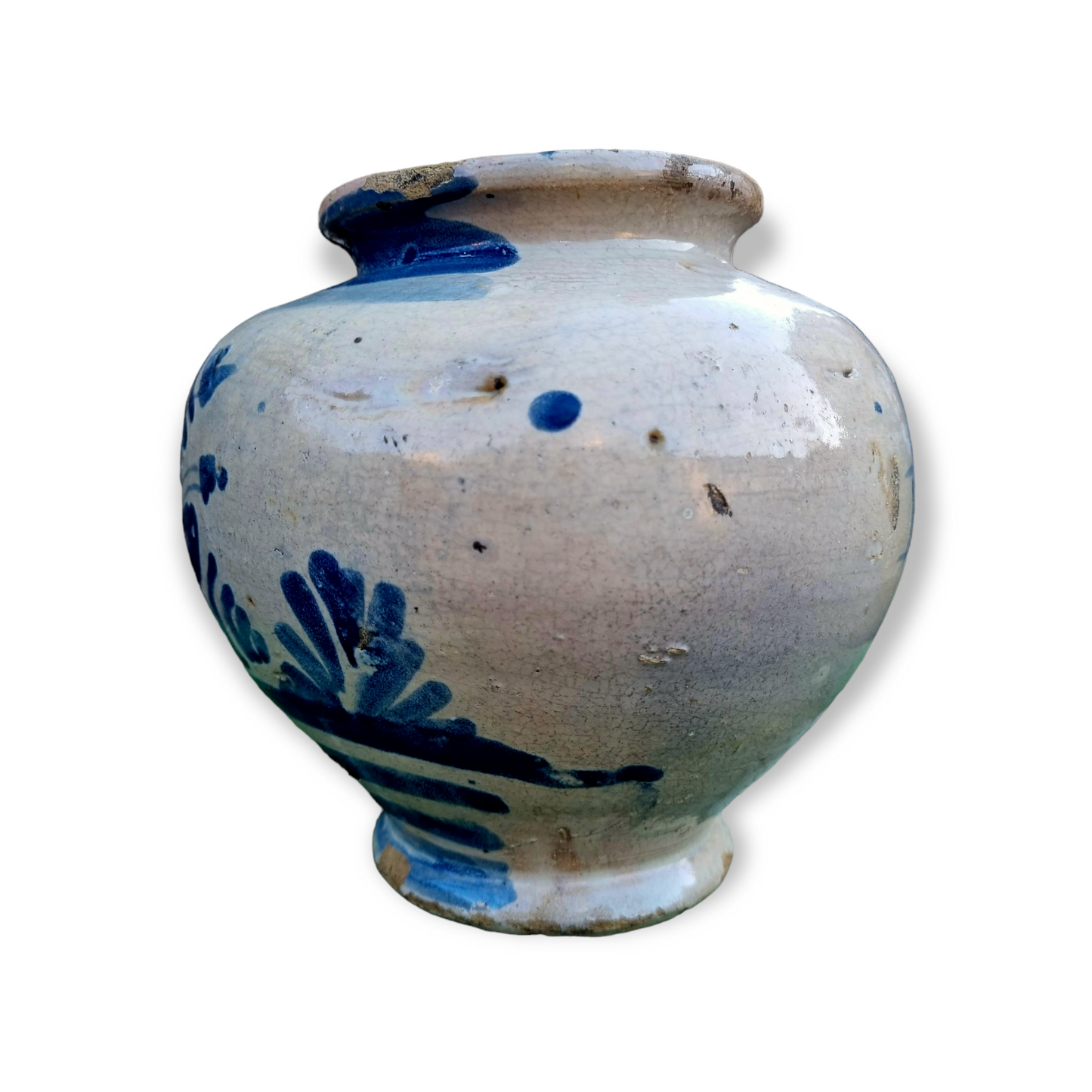 Mid 18th Century Antique Tin-Glazed Vase Dated "1766"
