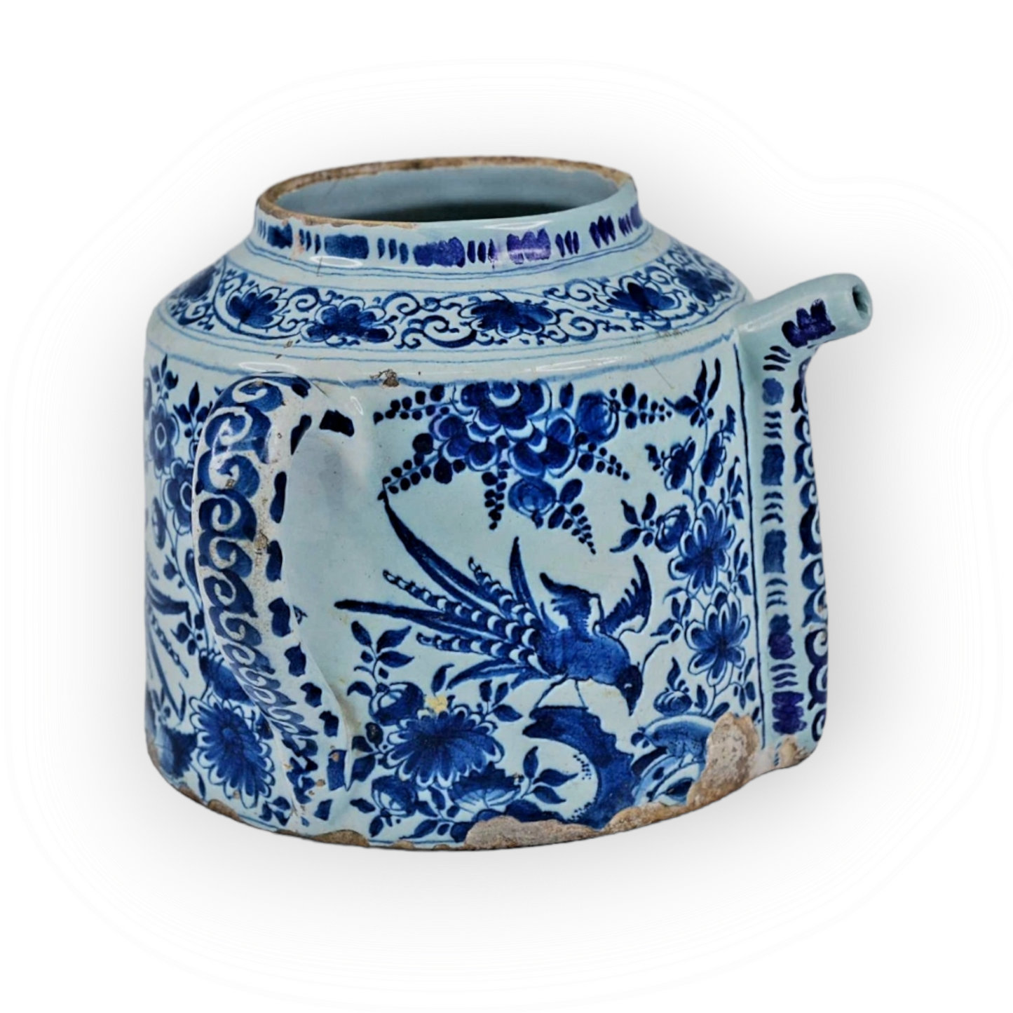 Early 18thC English Antique Blue & White Delftware Posset Pot, Attributed to Lambeth, London, Circa 1720