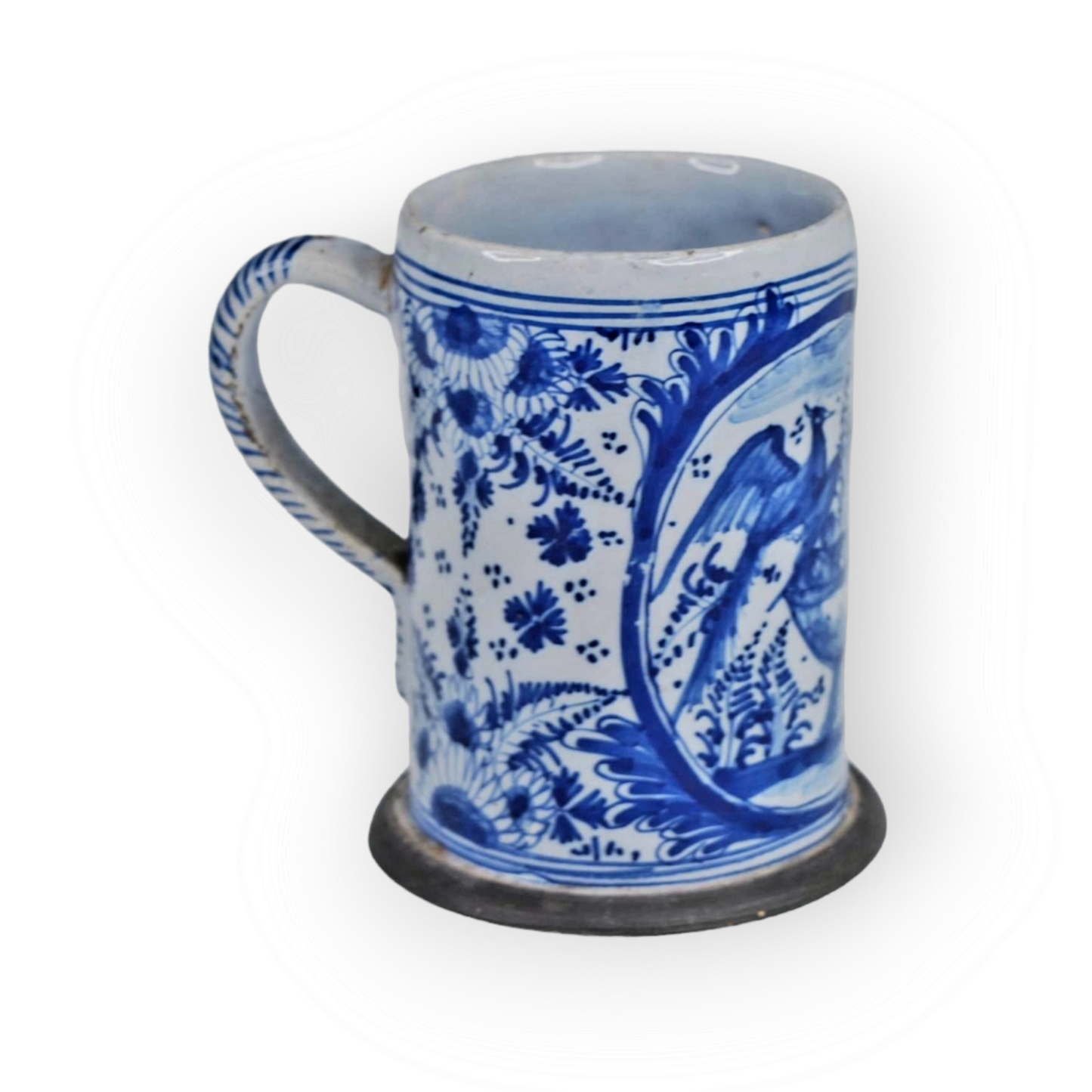Mid 18thC English Antique Blue & White Delftware Tankard
