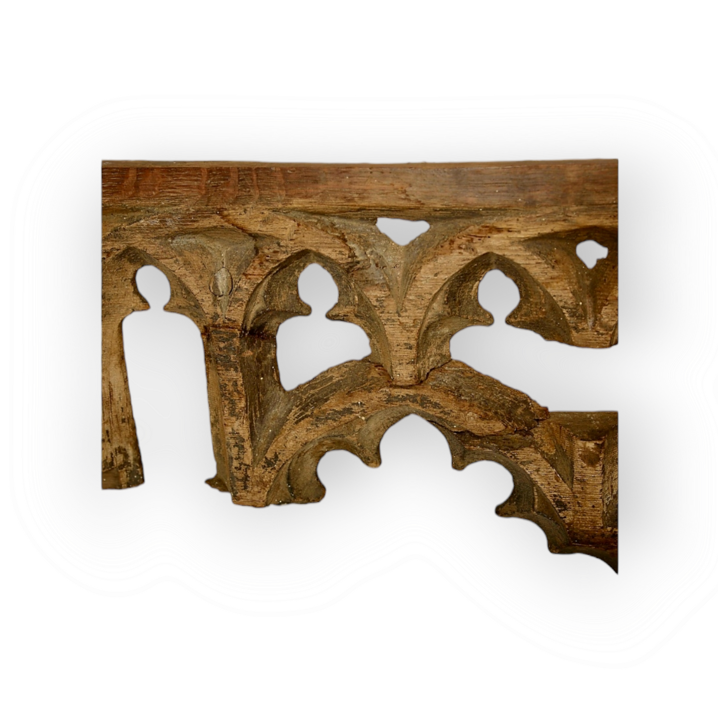 Large 15thC English Antique Carved Oak Gothic Tracery Fragment, Attributed to East Anglia, England, circa 1440-1480
