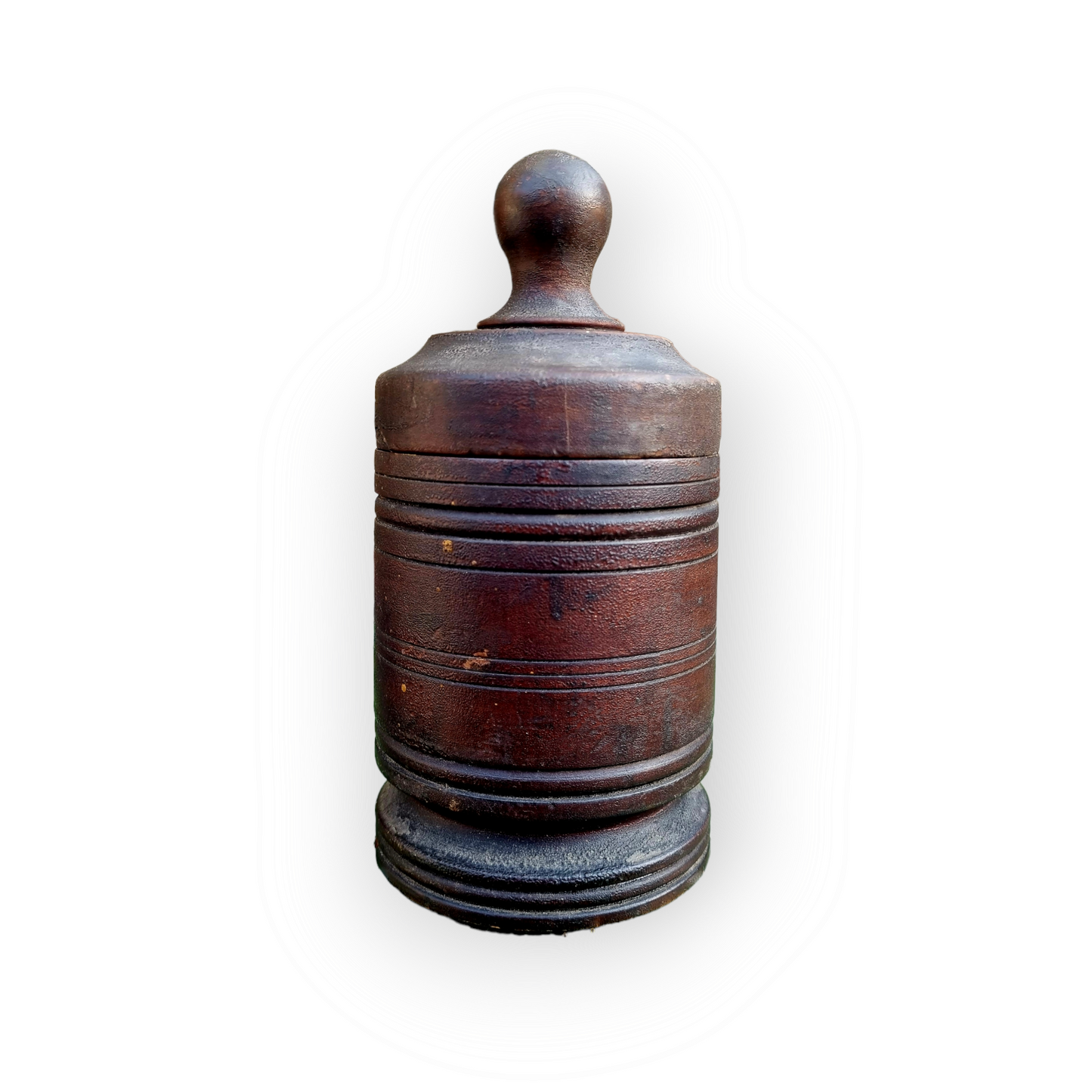 Late 18th Century English Antique Treen Dry Goods Jar With Original Lid