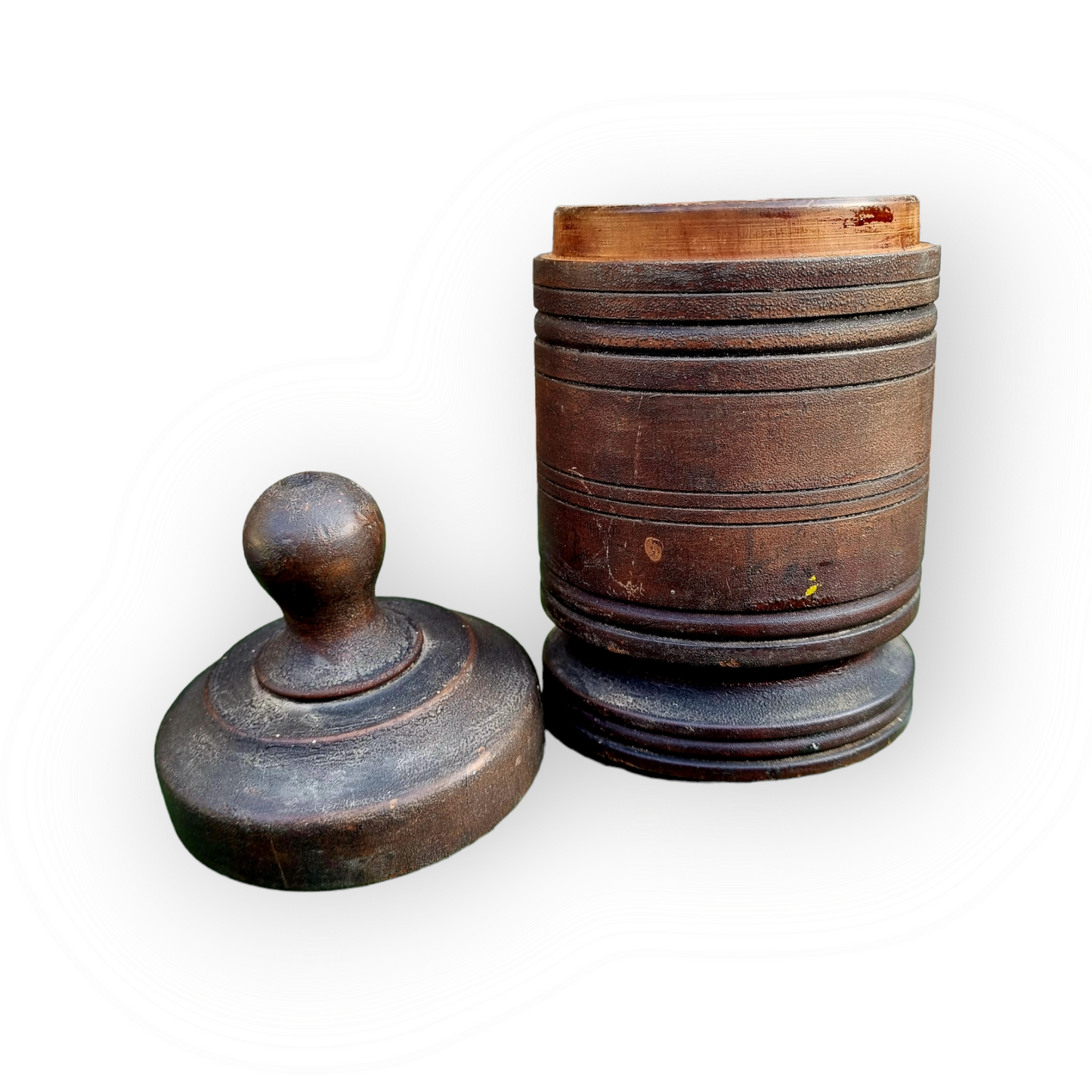 Late 18th Century English Antique Treen Dry Goods Jar With Original Lid