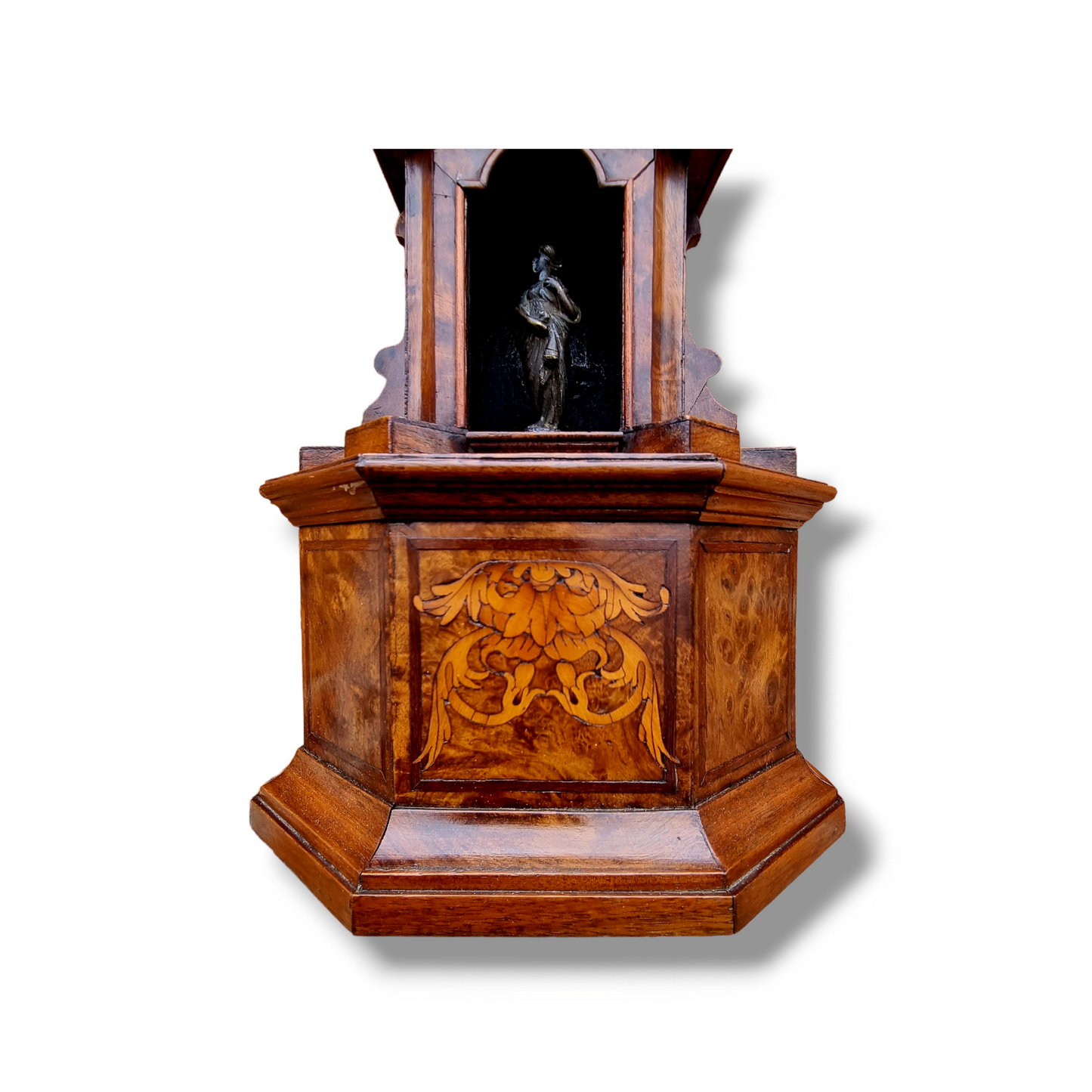 Grand Tour Interest - An 18th Century Italian Antique Walnut Architectural Model of a Roman Temple With a Classical Bronze Statue of Venus