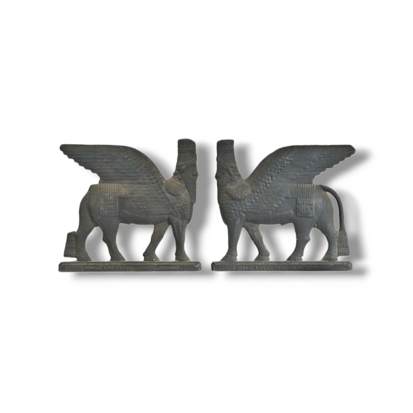 A Large Pair of 19th Century Cast Iron Plaques, Each Depicting A Persian Sphinx