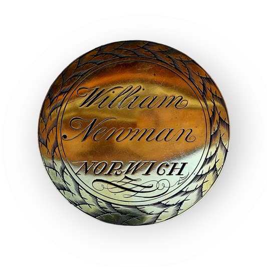 Early 18th Century English Antique Brass Clockmakers Disc - "William Newman, Norwich" c.1687-1739