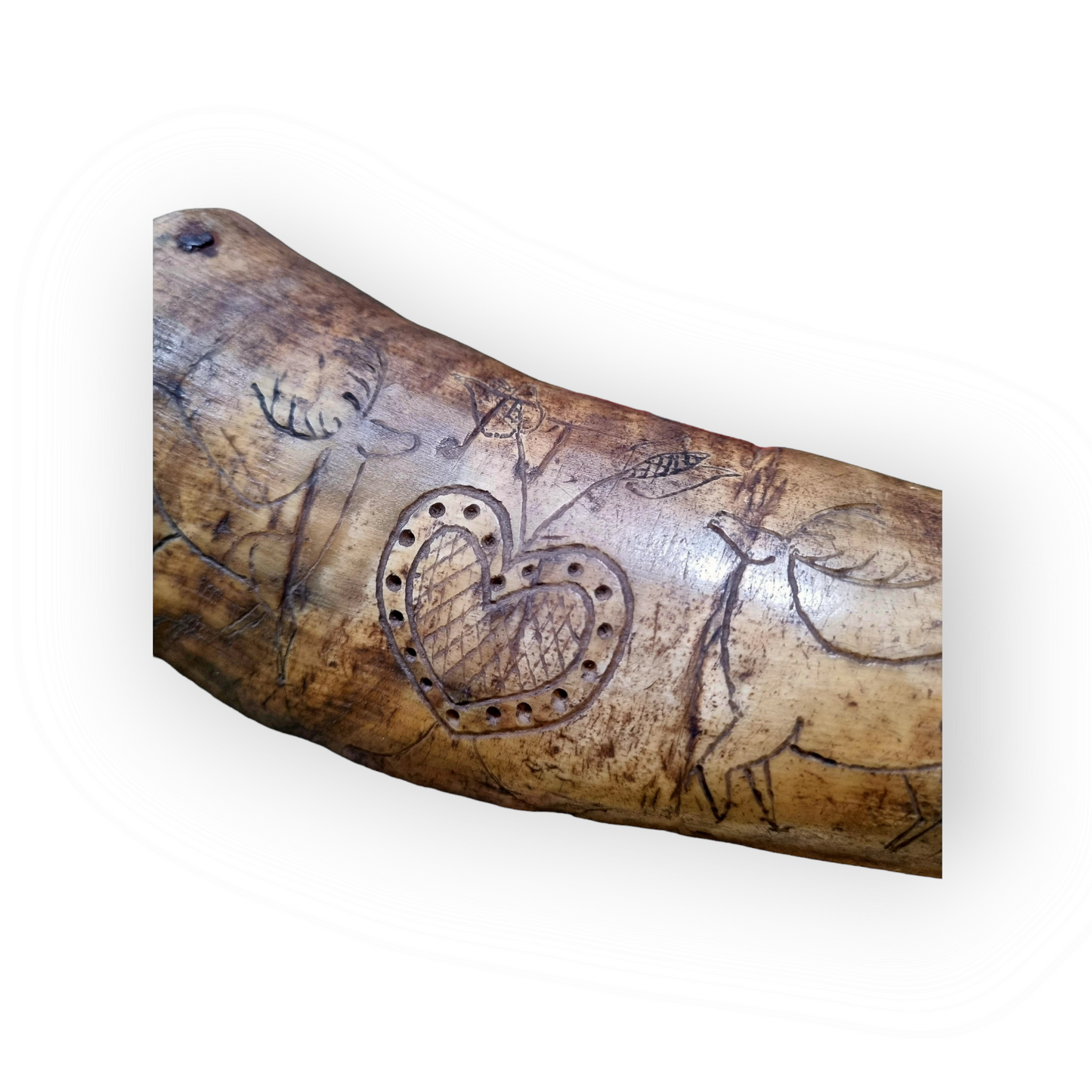 Naive 17th Century Scottish Antique Folk Art Scrimshaw Decorated Love Token