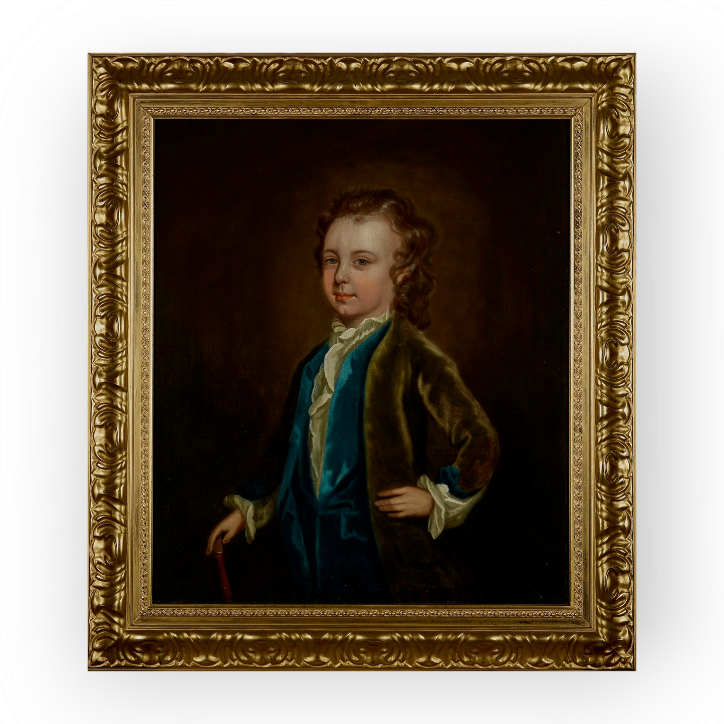 Circle of Thomas Hudson (1701-1779) - 18th Century English School Antique Oil On Canvas Portrait Painting Of A Young Boy