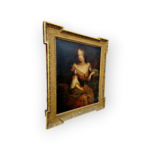 Offered for sale in "Attic Found" condition - A mid-17th Century English School antique oil on canvas of an aristocratic lady, circa 1660