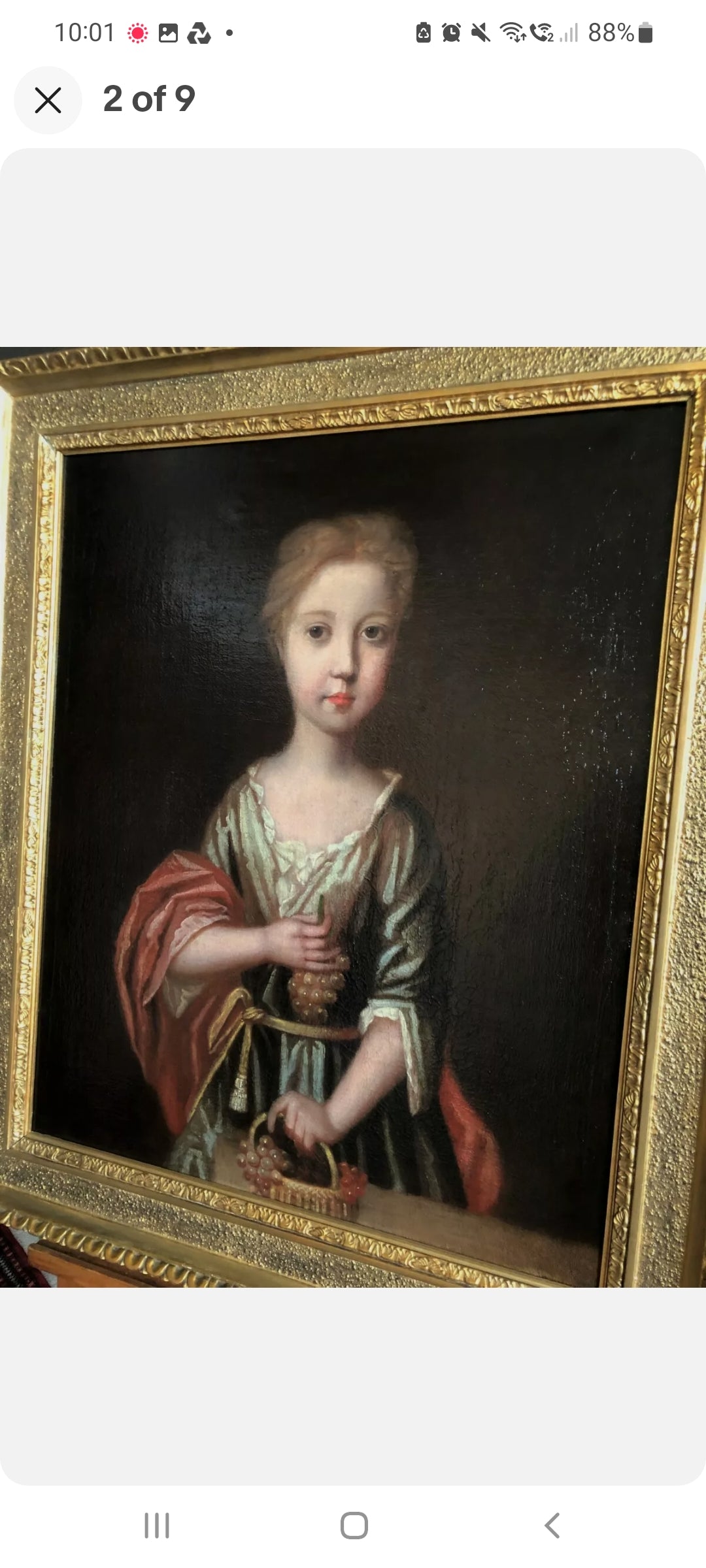 Slightly Naïve, 18th Century English School Antique Oil on Canvas Portrait of a Young Aristocratic Girl With Provenance