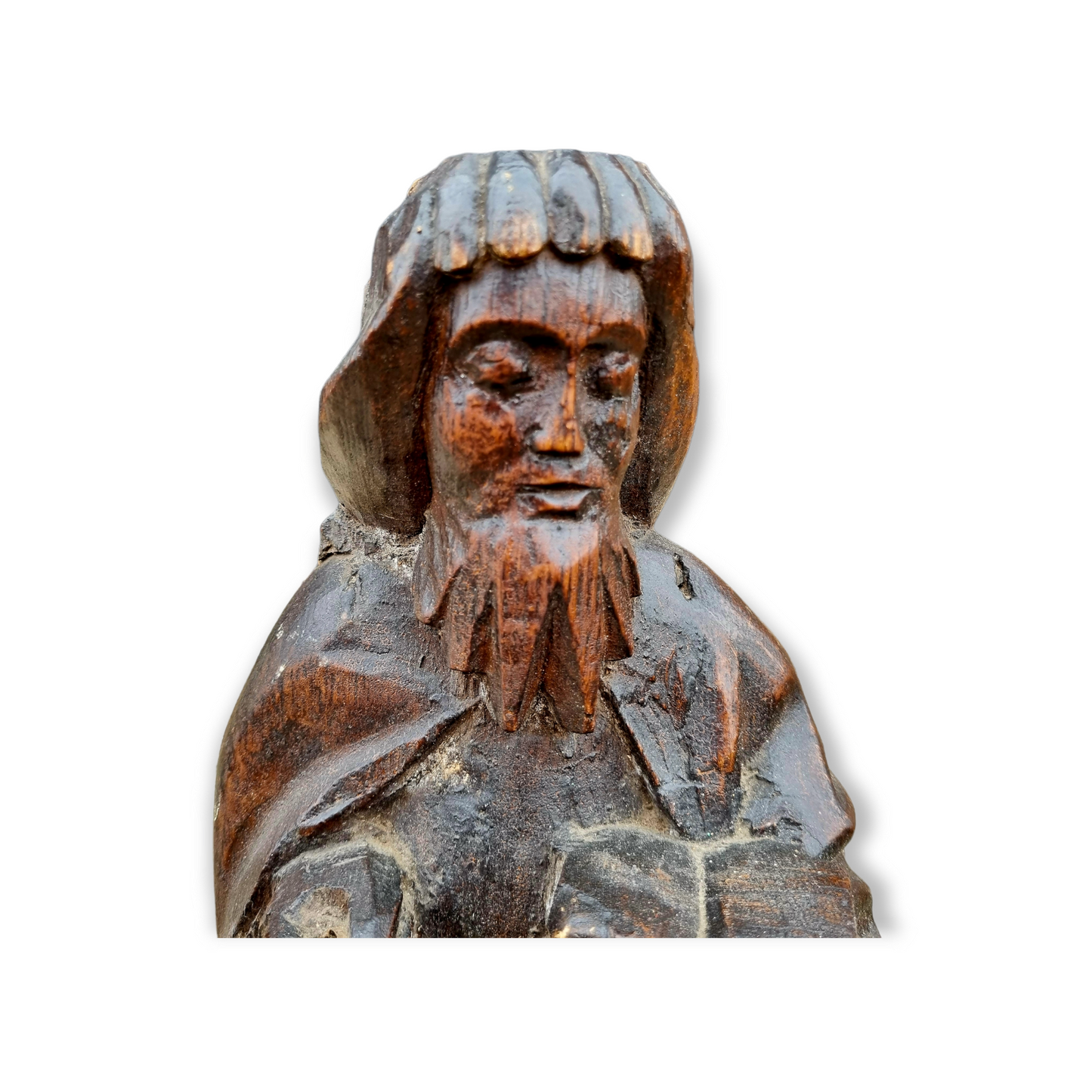 15th Century English Antique Carved Oak Figure of a Saint, Possibly Saint Paul, Attributed to East Anglia